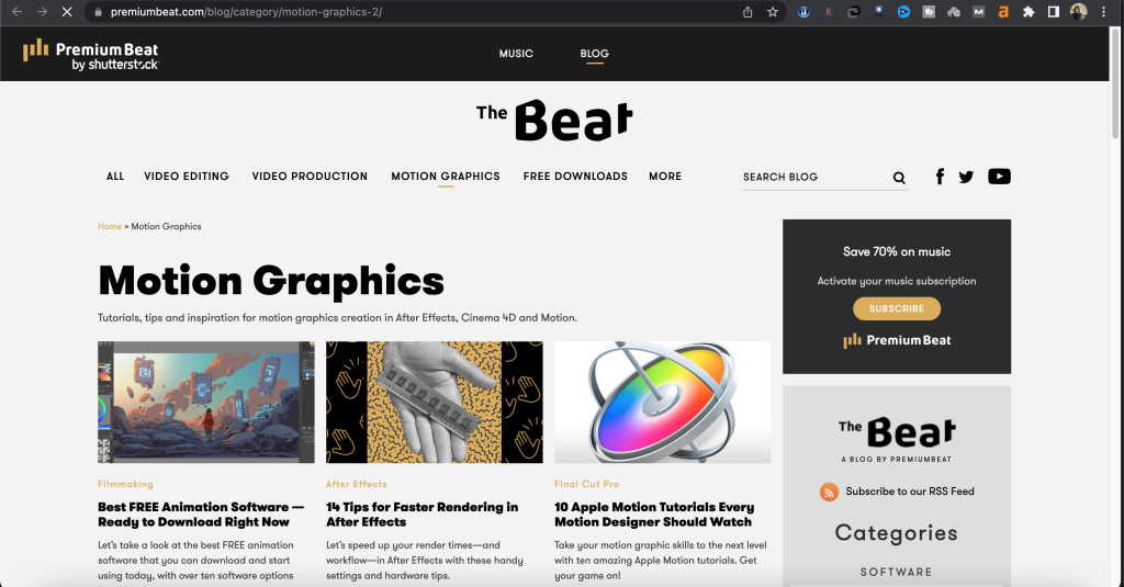 سایت پرمیوم بیت PremiumBeat برای نمونه کار موشن گرافیک